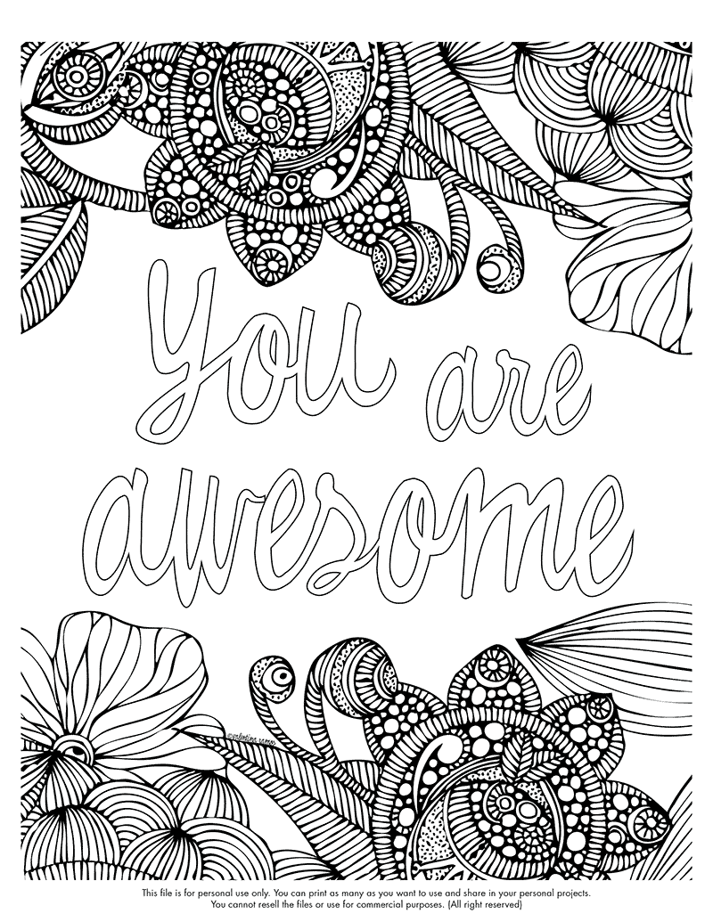 quote coloring pages you are awesome Coloring4free