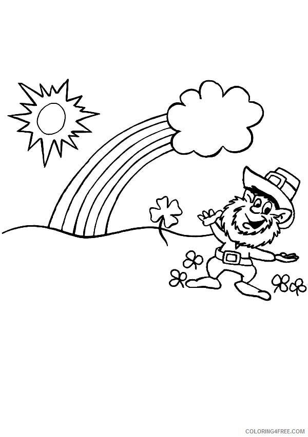 rainbow and pot of gold coloring pages and leprechaun Coloring4free