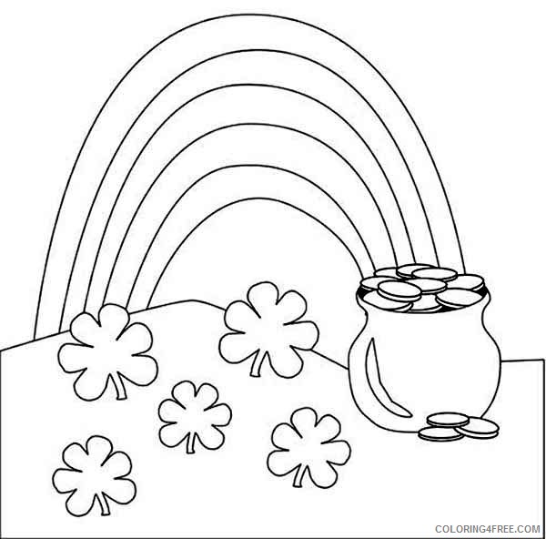rainbow and pot of gold coloring pages four leaf clover Coloring4free