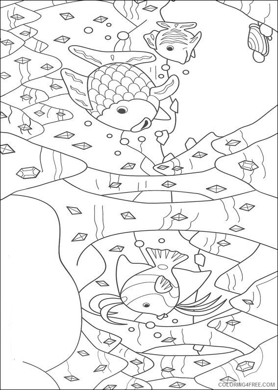 rainbow fish coloring pages diamonds in the deep ocean Coloring4free