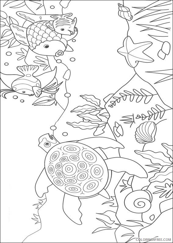 rainbow fish coloring pages sea turtle starfish Coloring4free