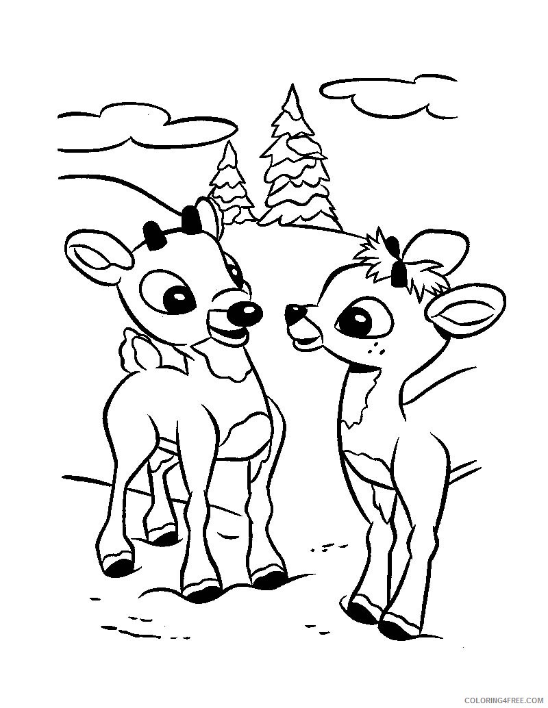 reindeer coloring pages couple Coloring4free