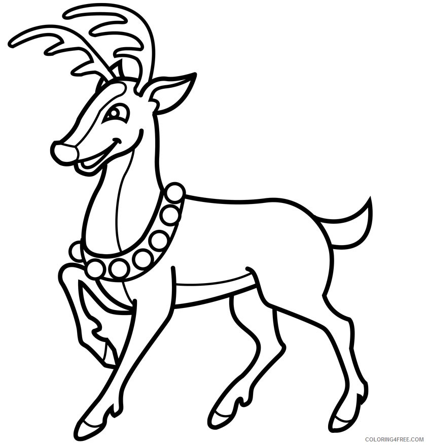 reindeer coloring pages wearing necklace Coloring4free