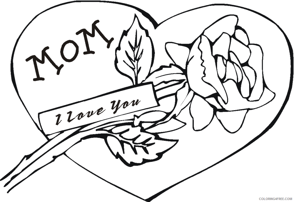 rose coloring pages love for mom Coloring4free