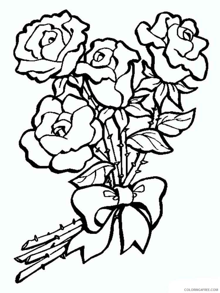 rose coloring pages roses bouquet Coloring4free