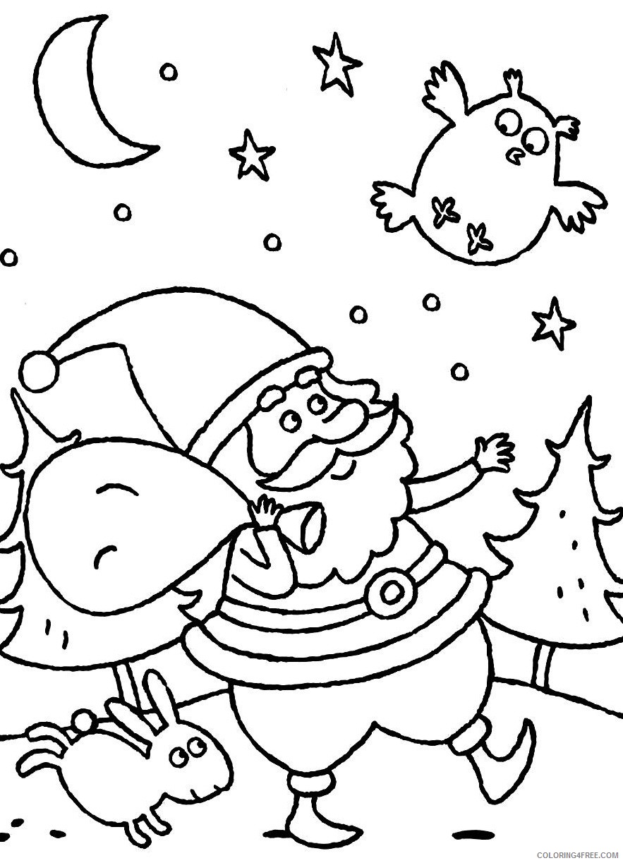 santa claus coloring pages christmas night Coloring4free