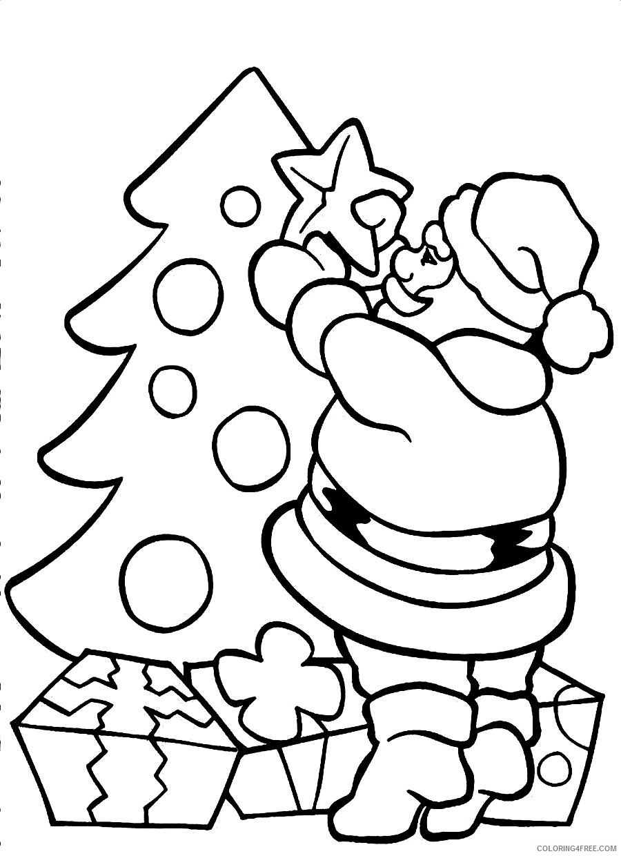 santa claus coloring pages decorating christmas tree Coloring4free