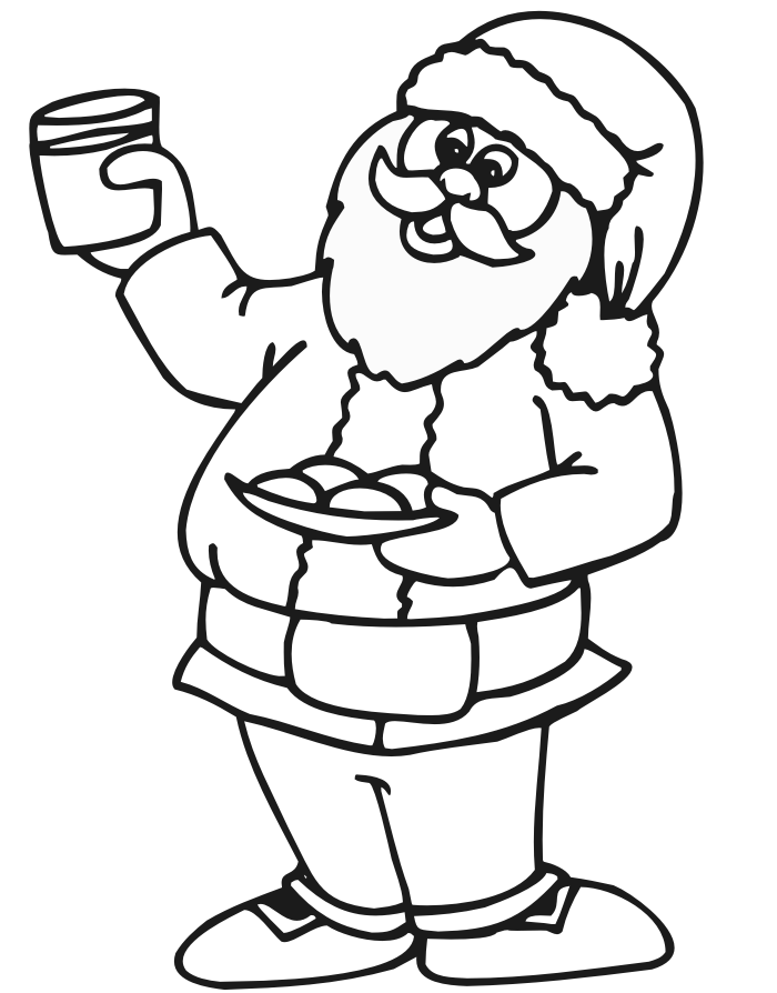 santa claus coloring pages eats cookie and milk Coloring4free