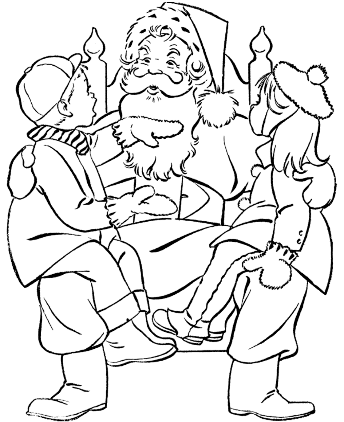 santa claus coloring pages with kids Coloring4free