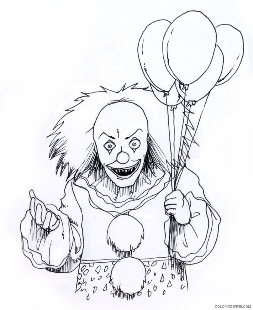 scary coloring pages clown Coloring4free