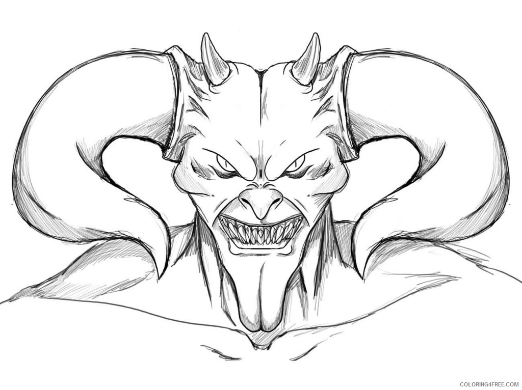scary coloring pages devil face Coloring4free