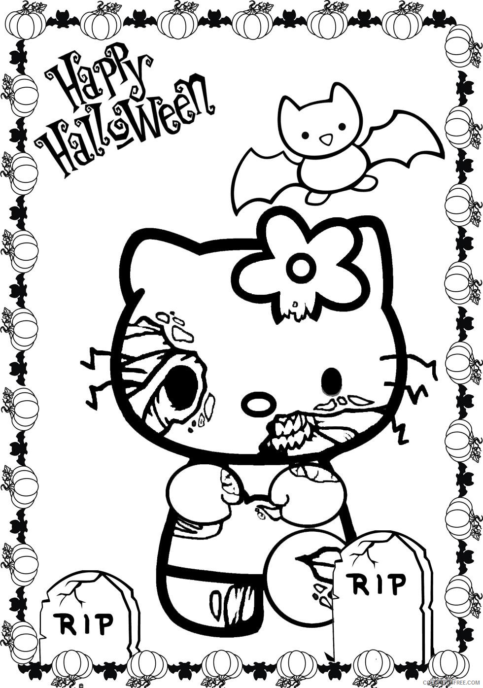 scary coloring pages hello kitty Coloring4free