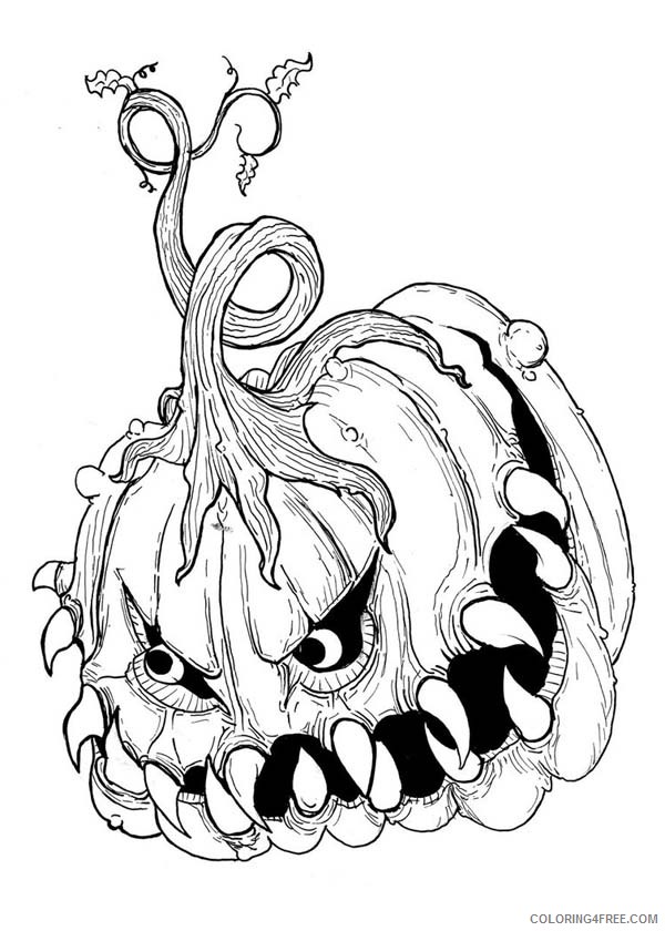 scary coloring pages pumpkin Coloring4free