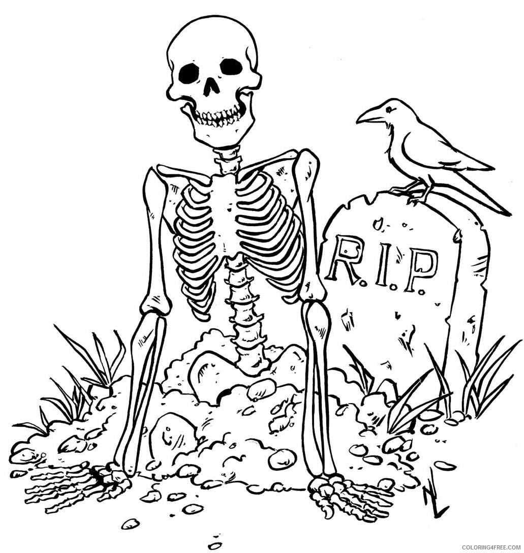 scary coloring pages skeleton Coloring4free