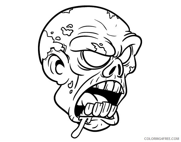 scary coloring pages zombie face Coloring4free