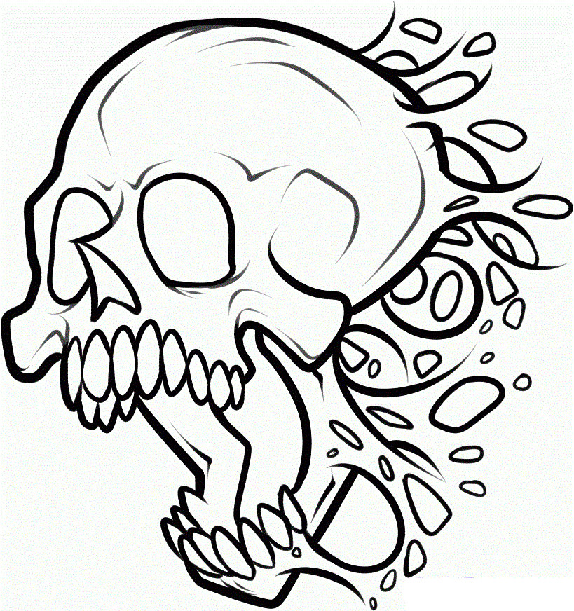 scary skeleton coloring pages printable Coloring4free