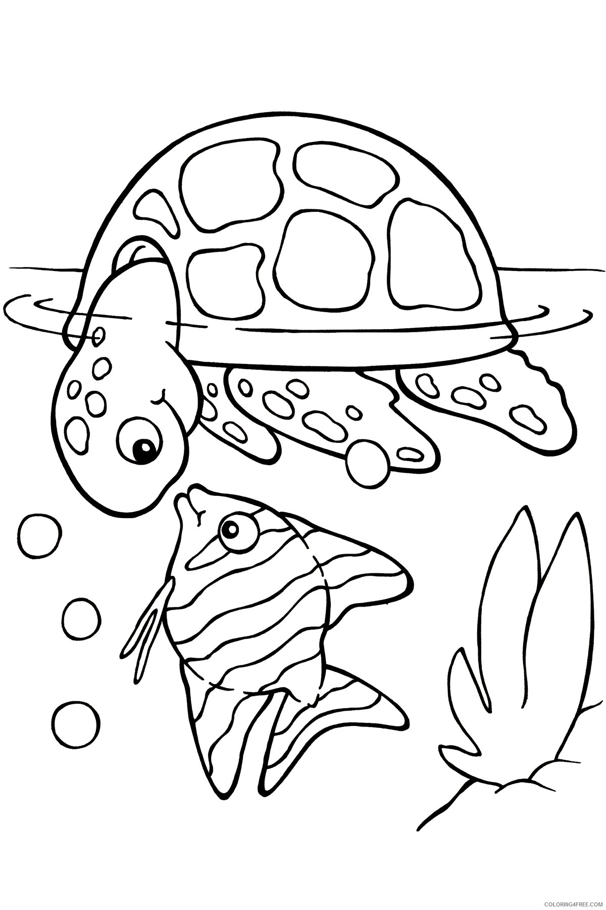 sea turtle coloring pages with fish 2 Coloring4free