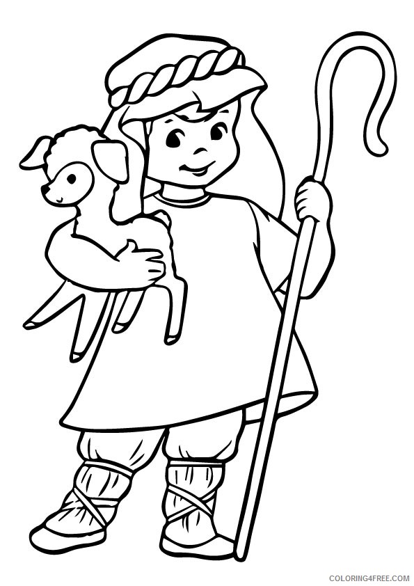 sheep coloring pages with a shepherd Coloring4free