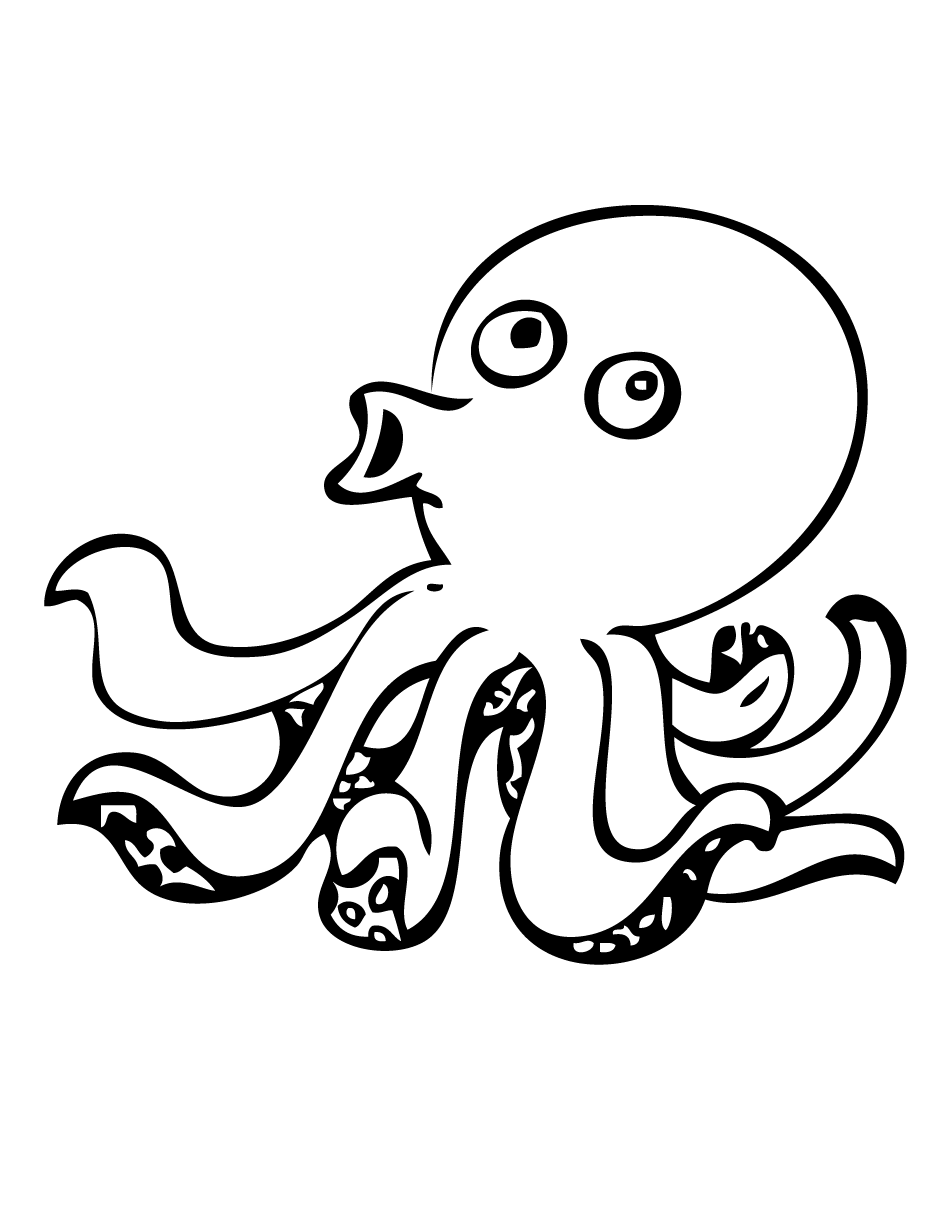 simple octopus coloring pages for kids Coloring4free