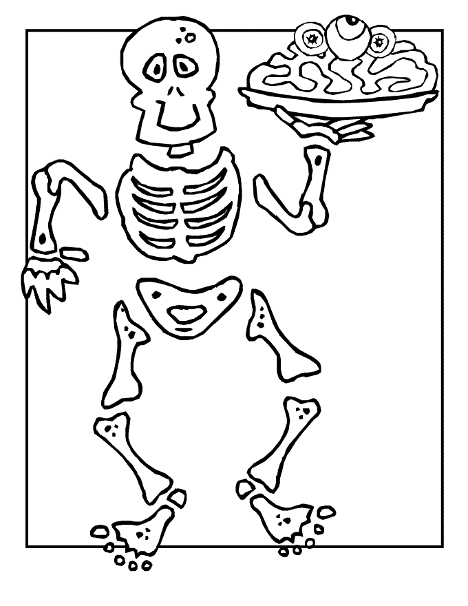 skeleton coloring pages and his food Coloring4free