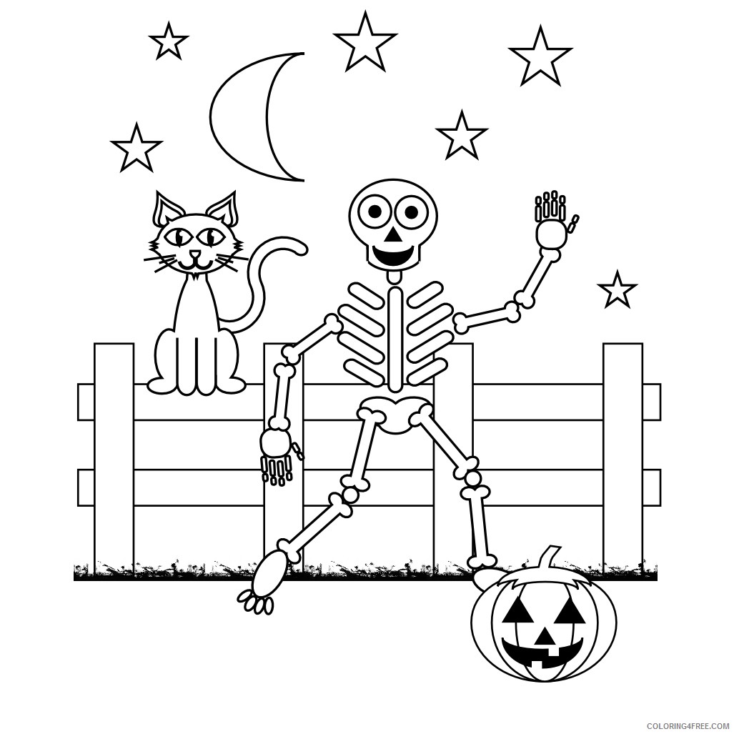 skeleton coloring pages halloween Coloring4free
