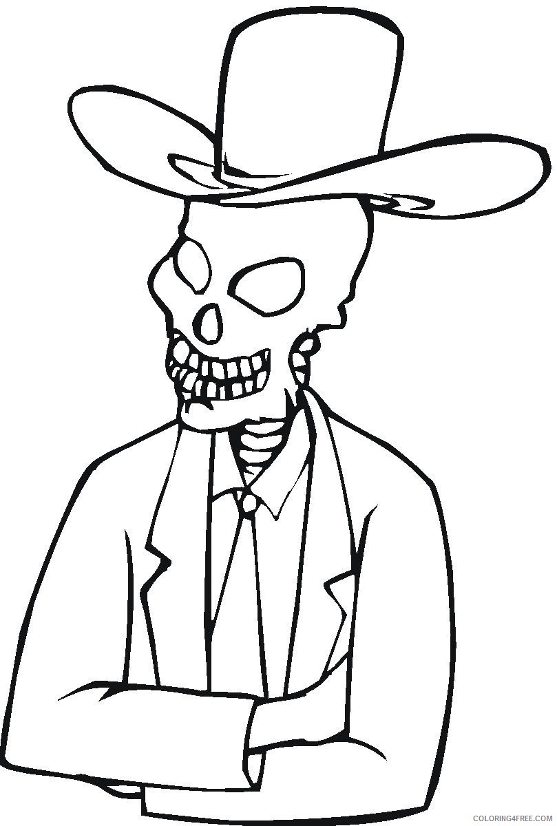 skeleton coloring pages wearing hat Coloring4free