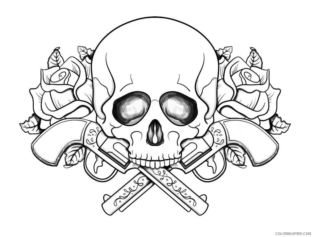 skull coloring pages guns and roses Coloring4free