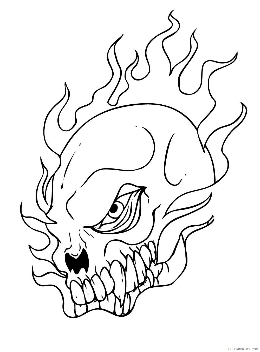 skull coloring pages in fire Coloring4free