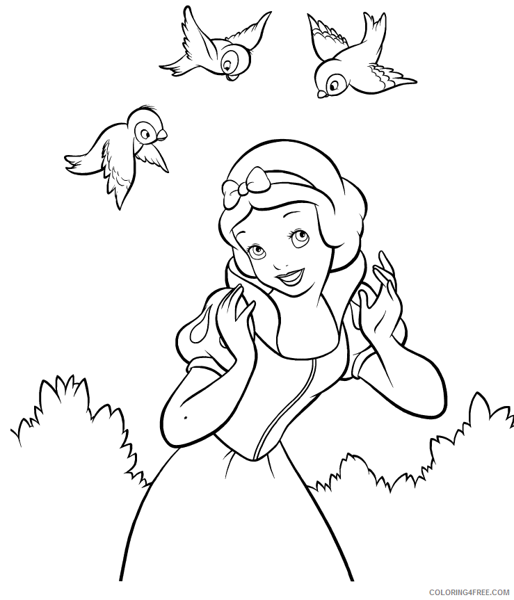 snow white coloring pages and birds Coloring4free
