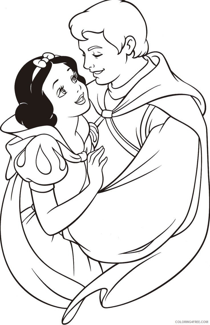 snow white coloring pages and the prince Coloring4free