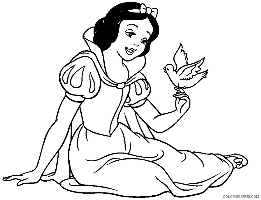 snow white coloring pages with bird Coloring4free
