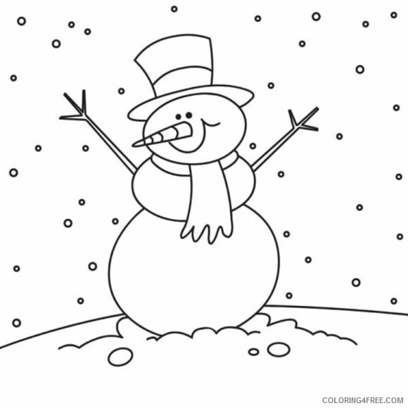 snowman coloring pages in snowfall Coloring4free