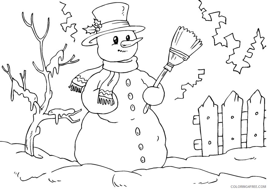 snowman coloring pages winter Coloring4free
