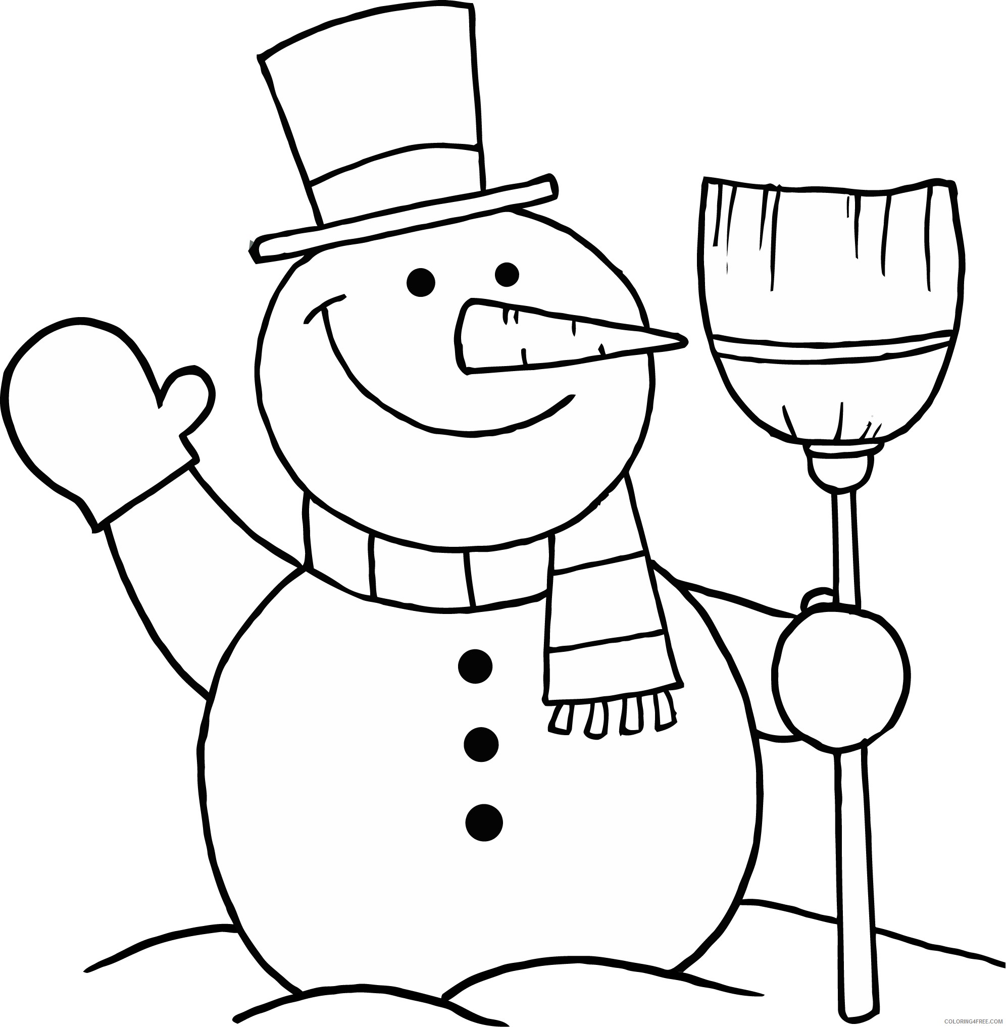 snowman coloring pages with broom Coloring4free