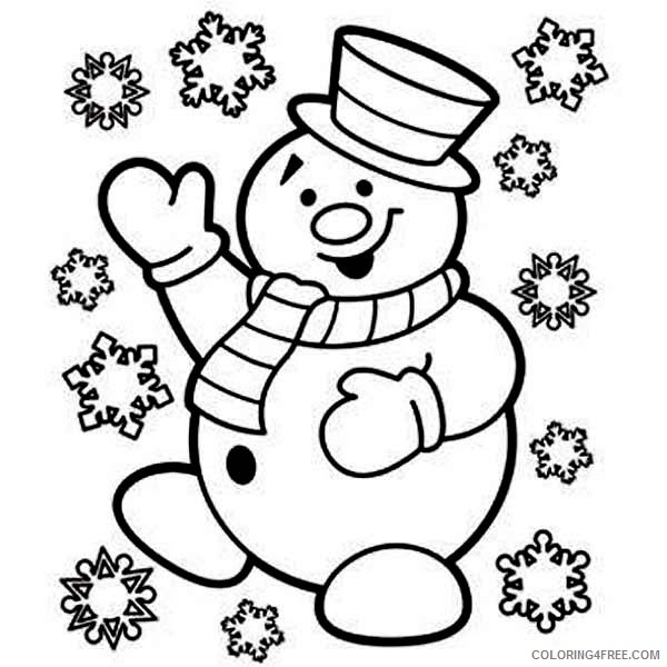 snowman coloring pages with snowflakes falling Coloring4free