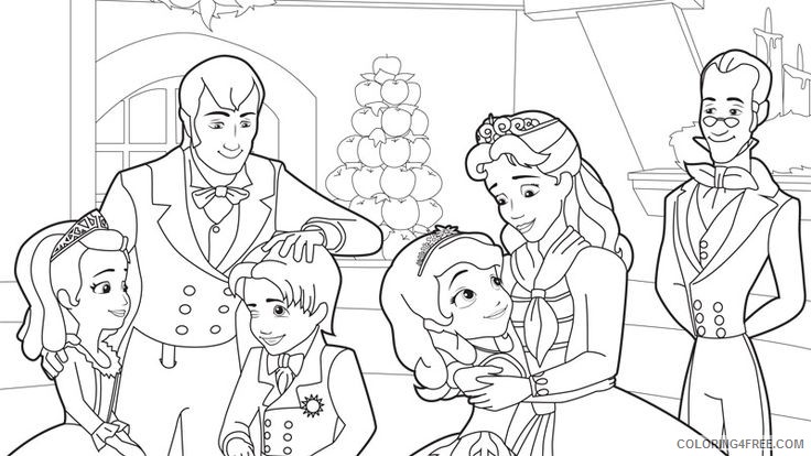 sofia the first coloring pages sofia and family Coloring4free