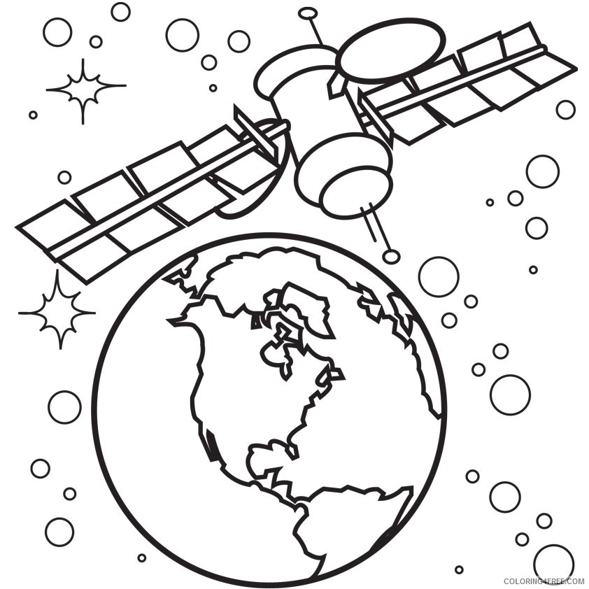 space coloring pages earth satellite Coloring4free