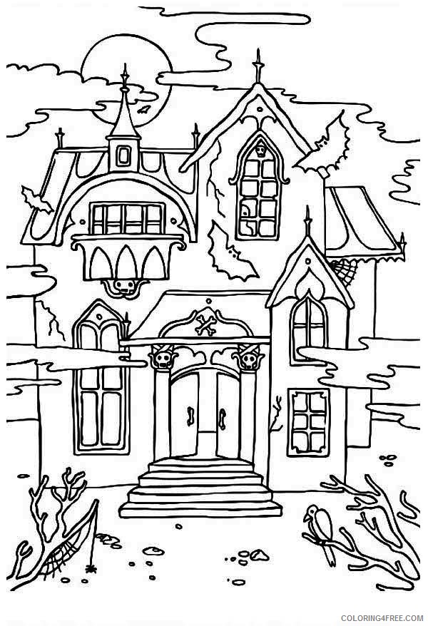 spooky haunted house coloring pages Coloring4free