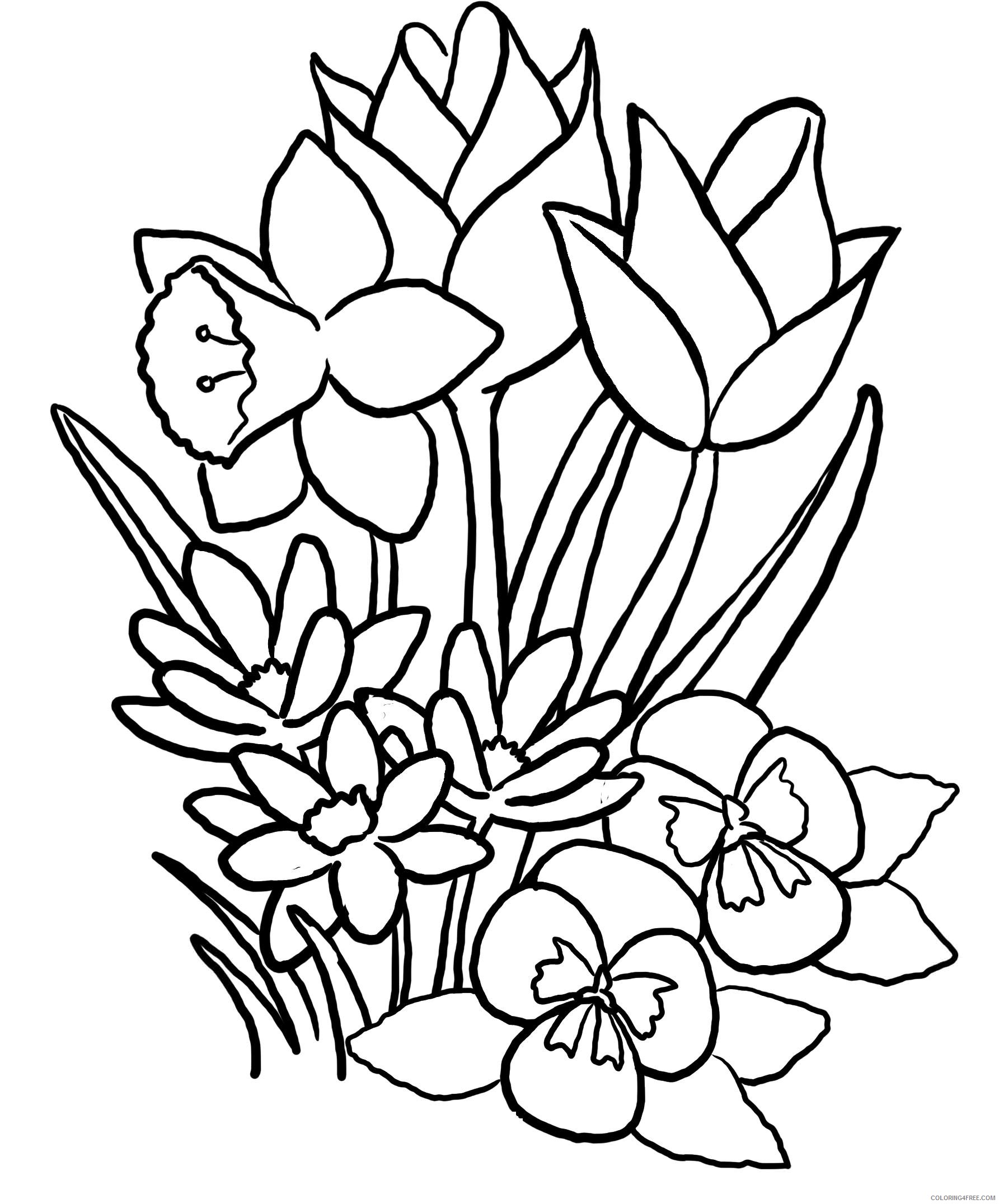 spring coloring pages flowers Coloring4free