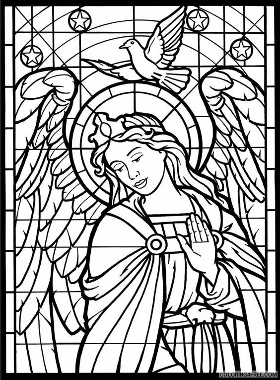 stained glass coloring pages angel and dove Coloring4free
