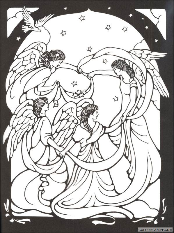stained glass coloring pages angels Coloring4free