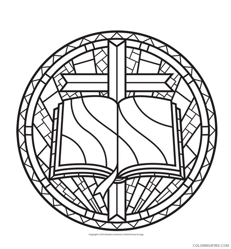 stained glass coloring pages bible and cross Coloring4free