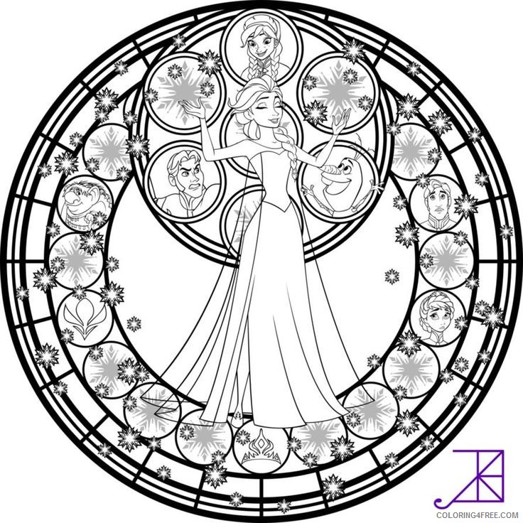 stained glass coloring pages disney frozen Coloring4free