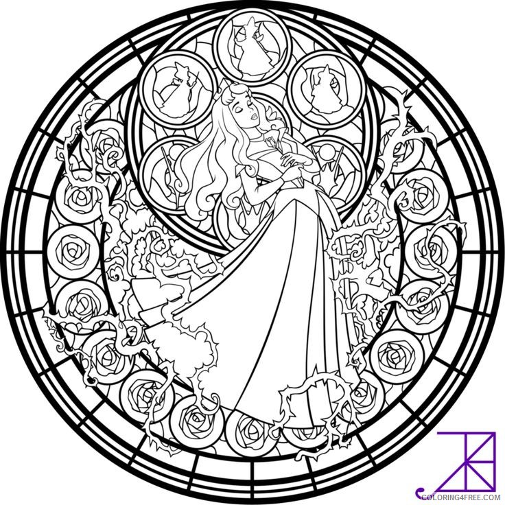 stained glass coloring pages disney sleeping beauty Coloring4free