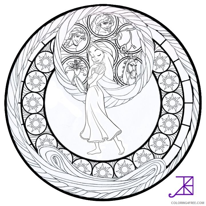 stained glass coloring pages disney tangled Coloring4free