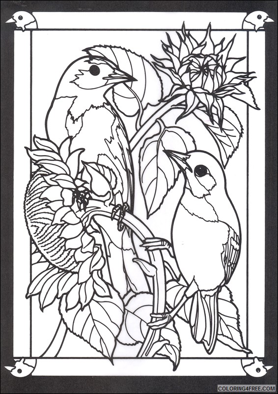 stained glass coloring pages of birds Coloring4free