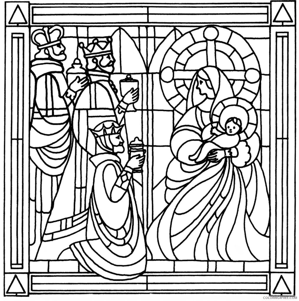 stained glass coloring pages religious Coloring4free