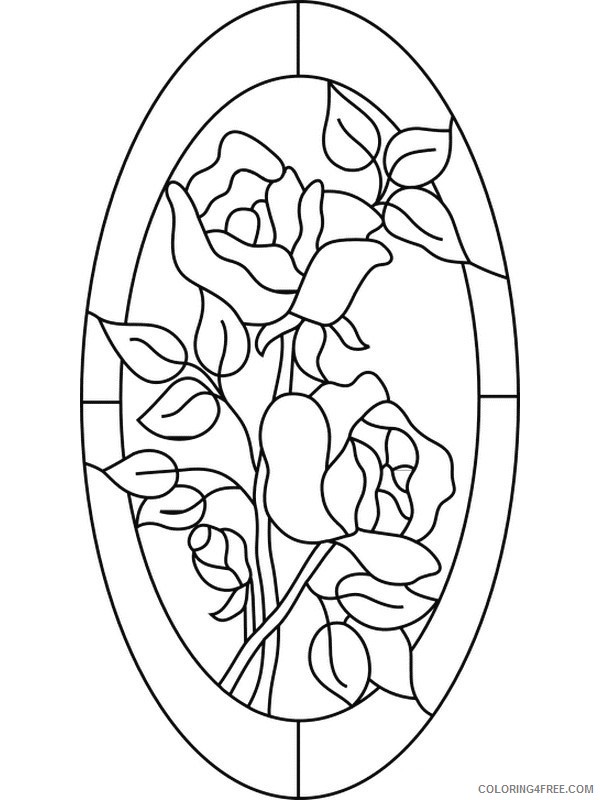 stained glass coloring pages roses Coloring4free