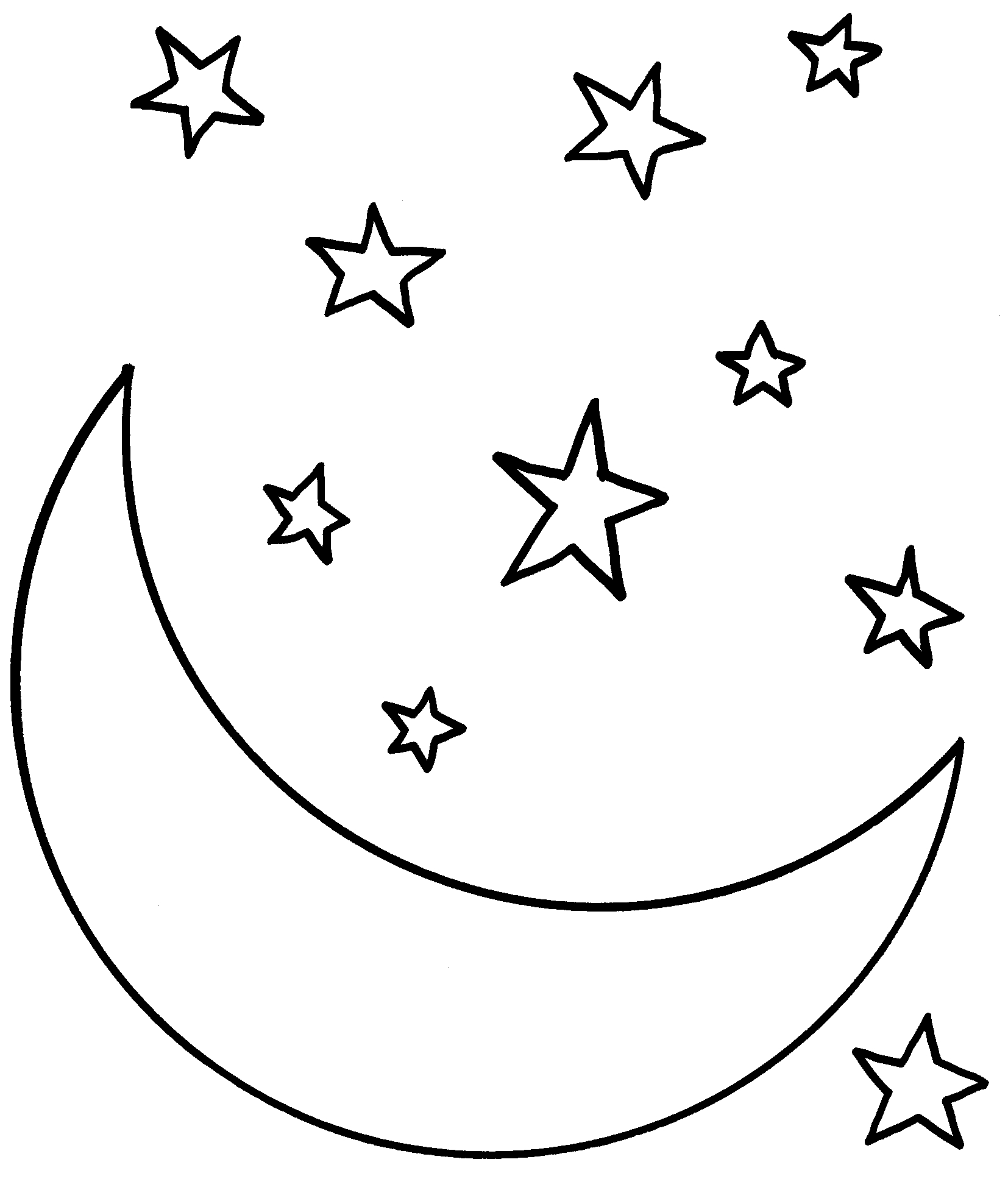 star coloring pages with crescent moon Coloring4free