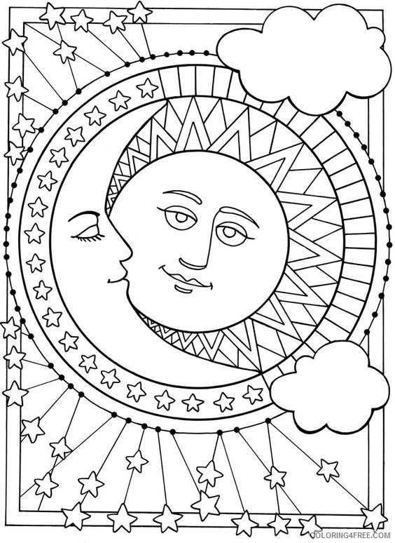 sun coloring pages with moon Coloring4free